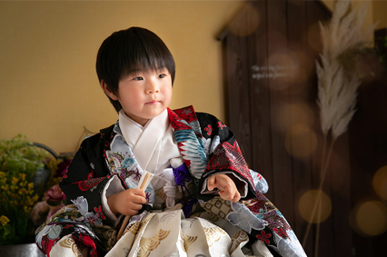 ７歳男の子自然光の七五三